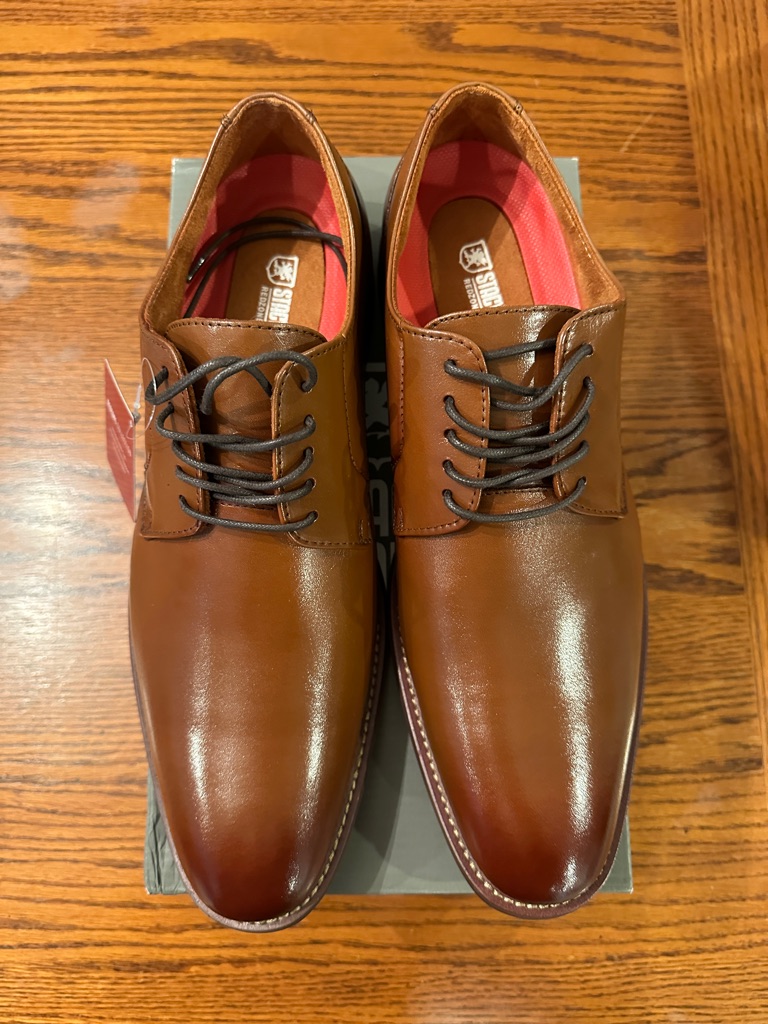 Brand New Stacy Adams Cognac Brown Leather Derby Shoes Size 105